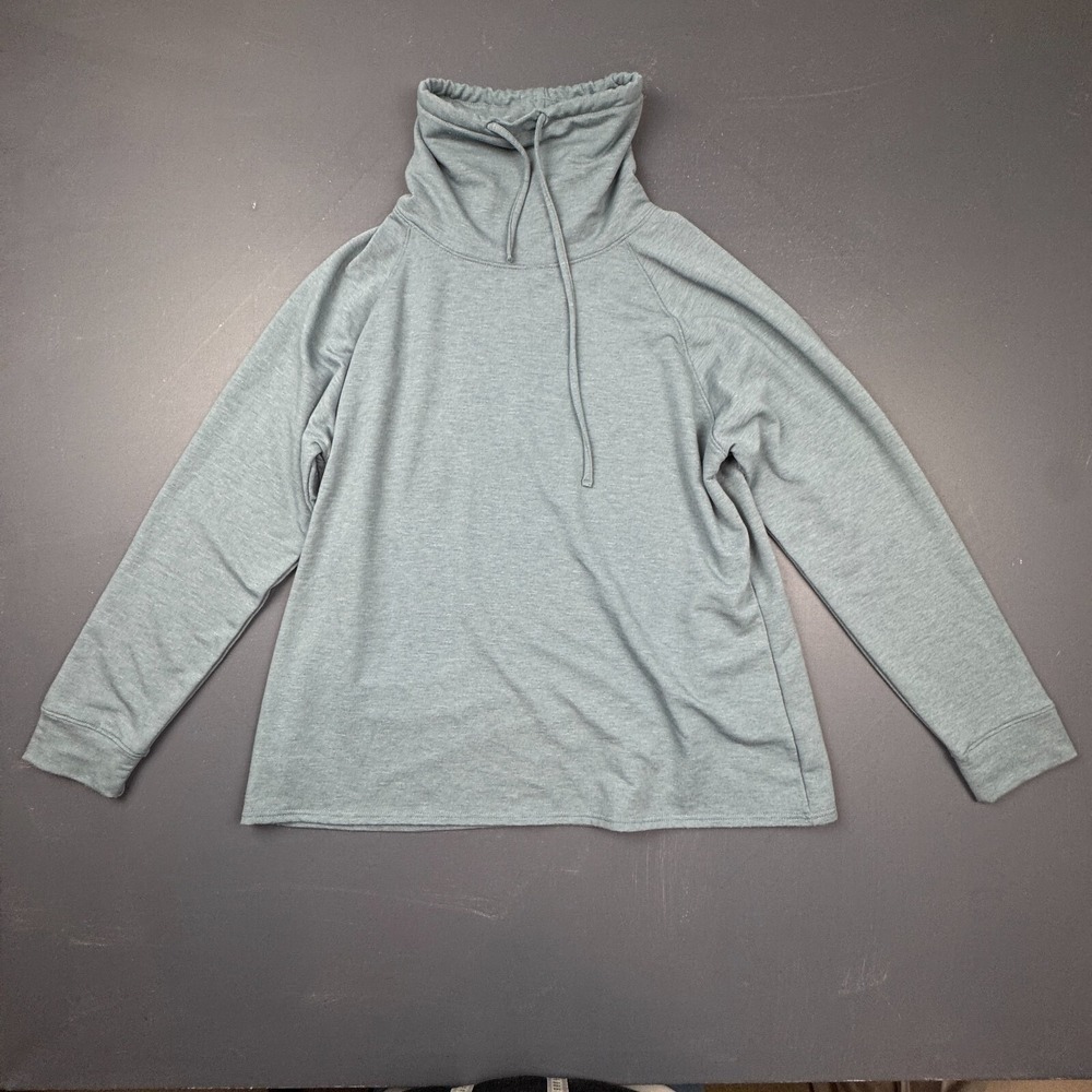 32 Degrees Women's XL Green Cowl Neck Fleece Pullover Lightweight Casual Active